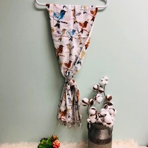 Art Studio Fringed Scarf: Hummingbird Design